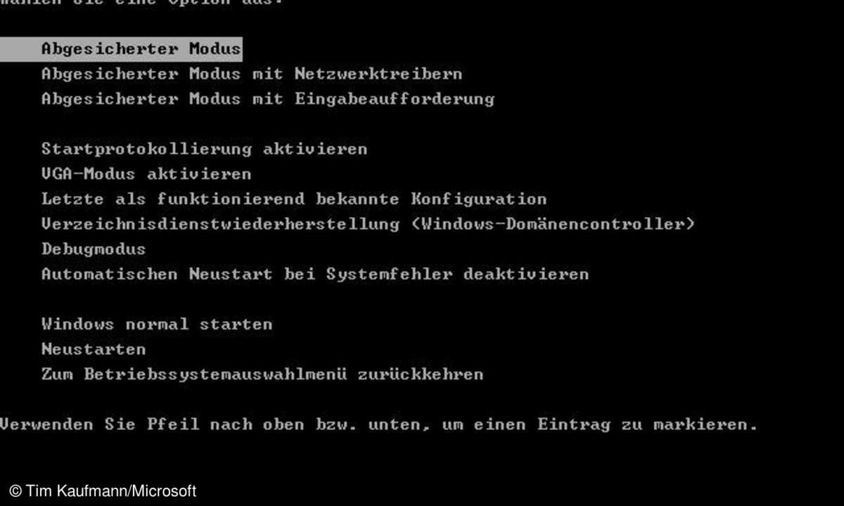 Windows 8, abgesicherter Modus,