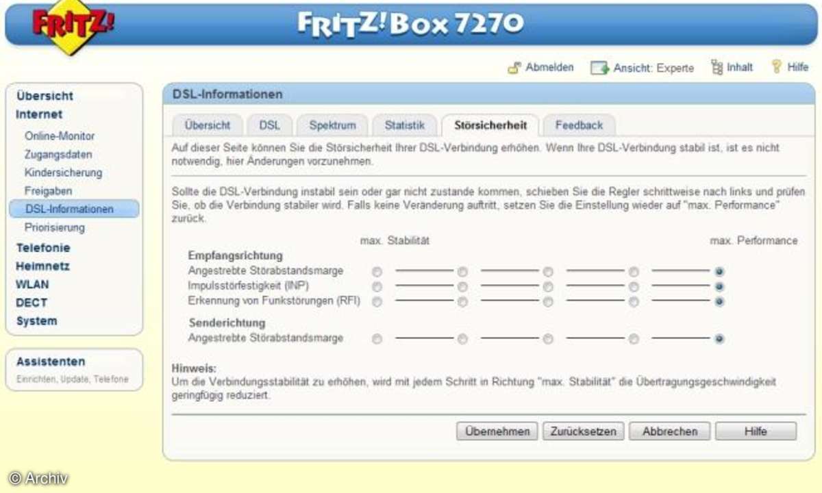 AVM Fritz!Box 7270 - DSL-Störsicherheit