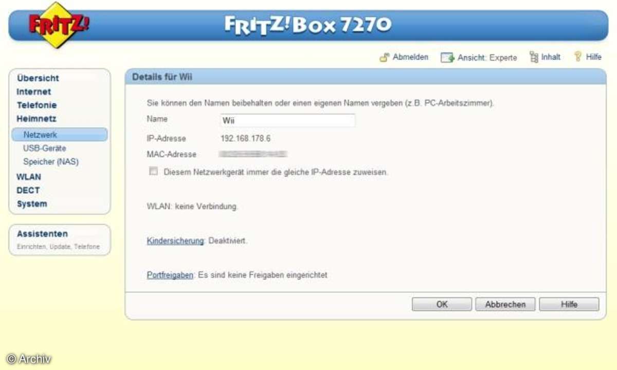 AVM Fritz!Box 7270 - Details zu Netzwerkgeräten