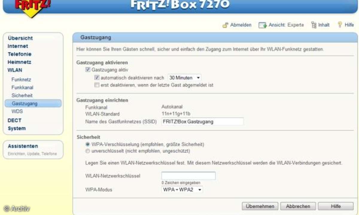 AVM Fritz!Box 7270 - WLAN-Gastzugang