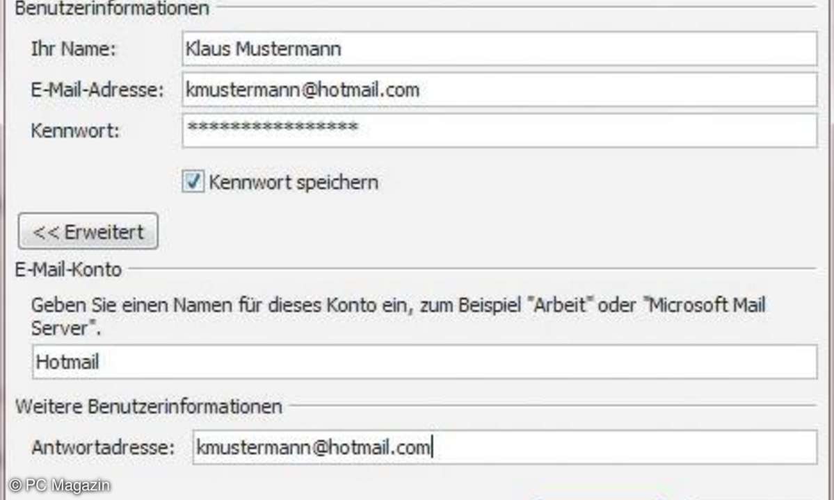 Der Outlook Hotmail Connector bindet Konten von Microsofts Webmail-Diensten in Outlook ein.