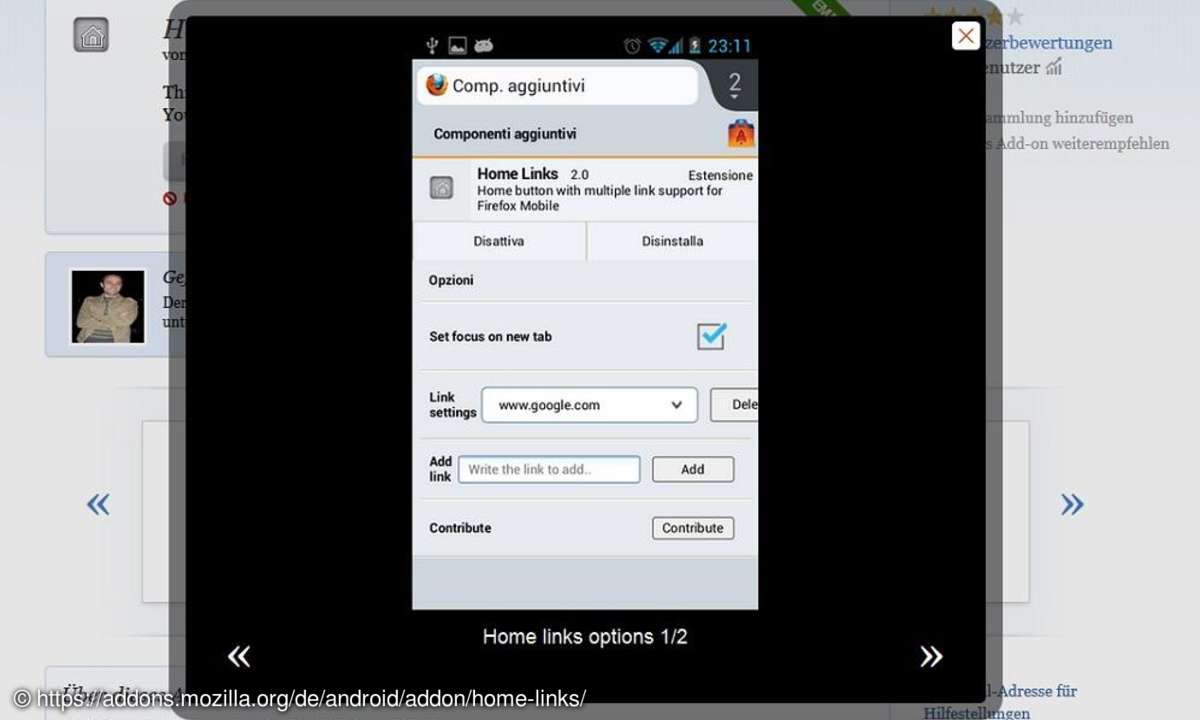 Home Links Screenshot