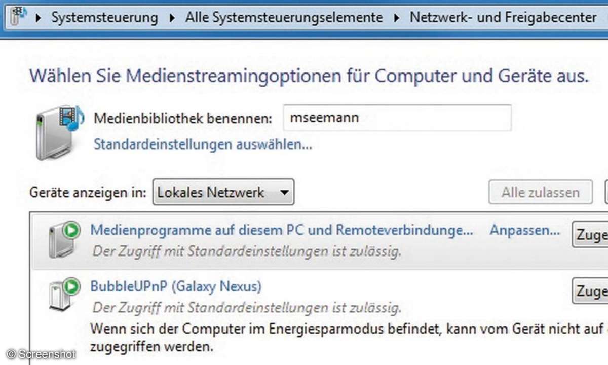 Medienstreaming-optionen