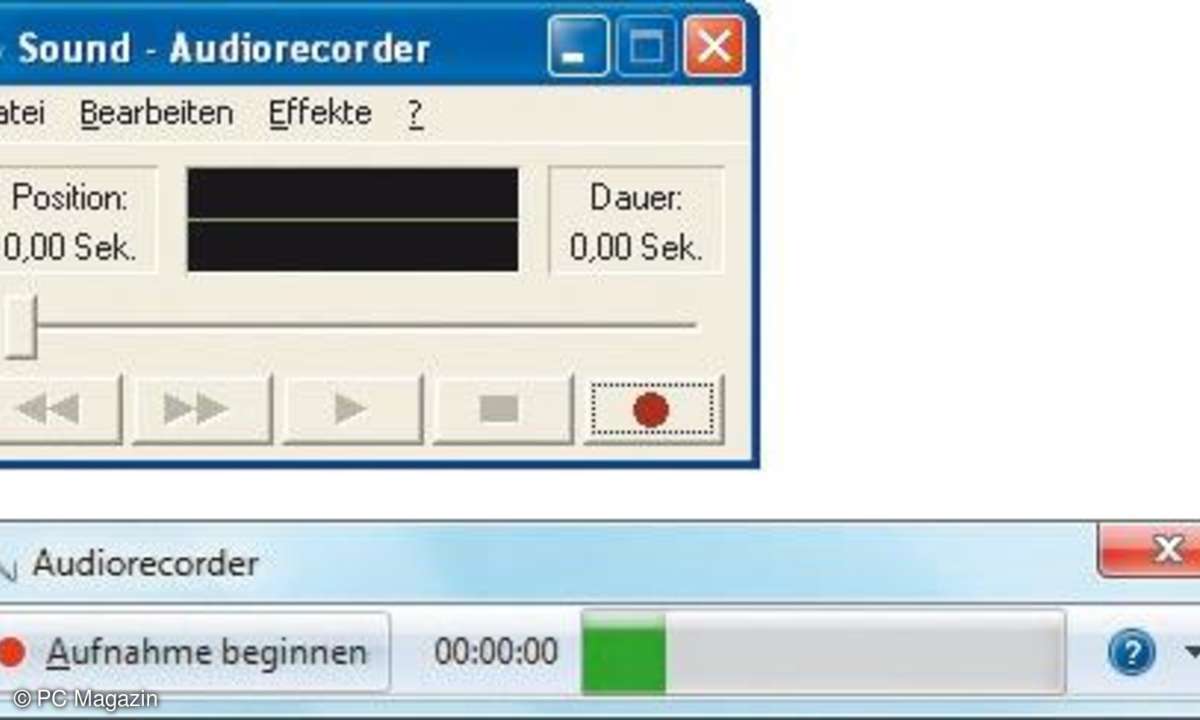 Sprachaufzeichnung ganz einfach: Audiorecorder von Windows XP und Windows 7