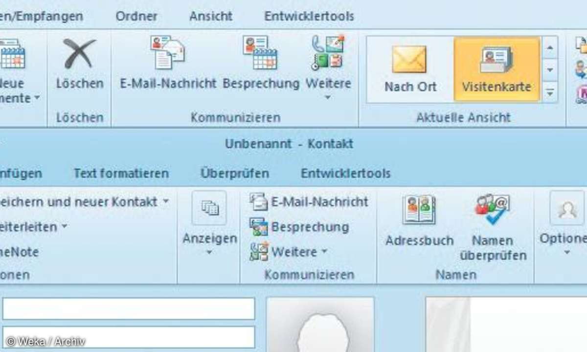 Outlook 2010, neuen Kontakt erstellen