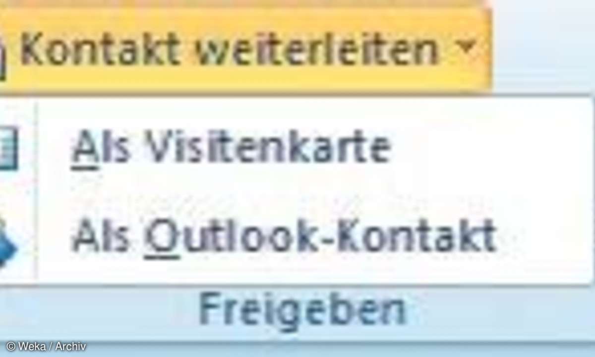 Outlook 2010, Kontakt weiterleiten