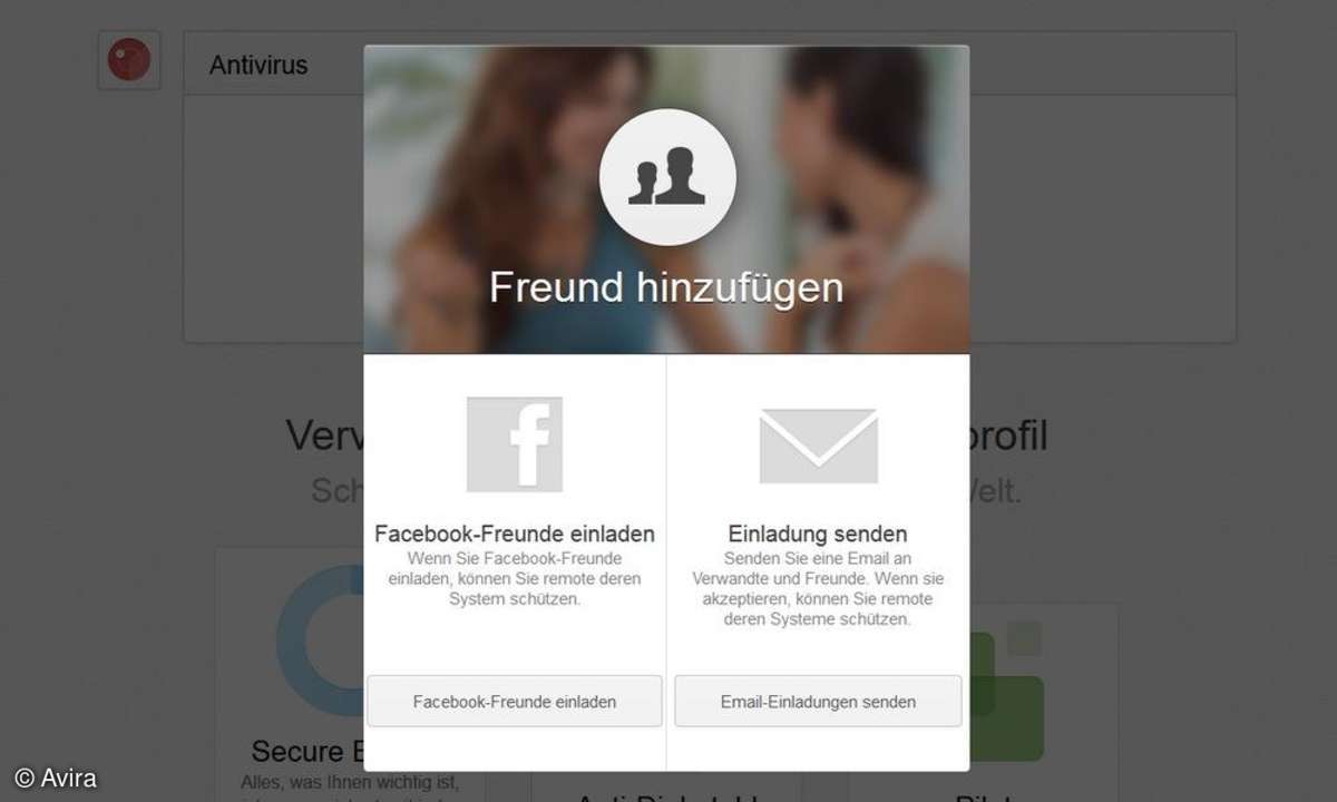 Screenshot Avira Online Essentials Freund hinzufügen