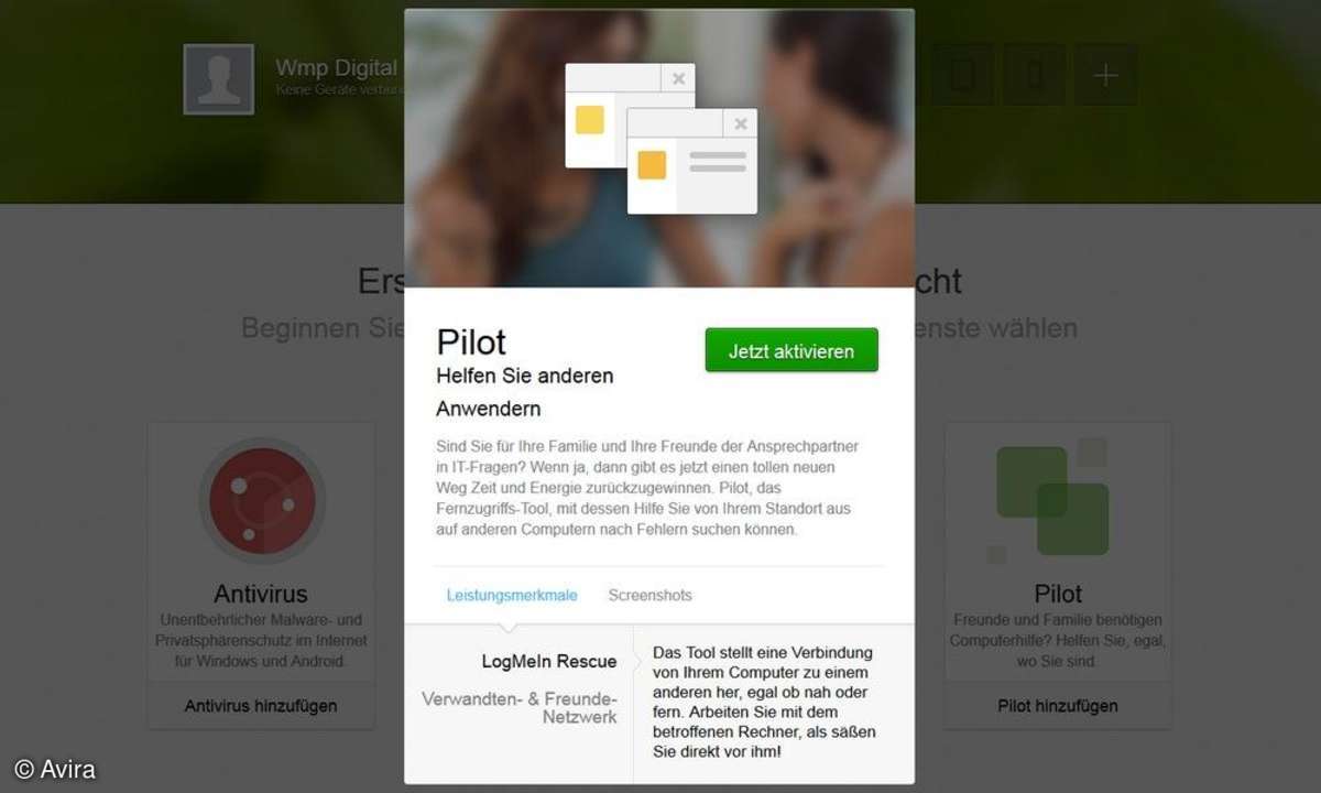Screenshot Avira Online Essentials Pilot