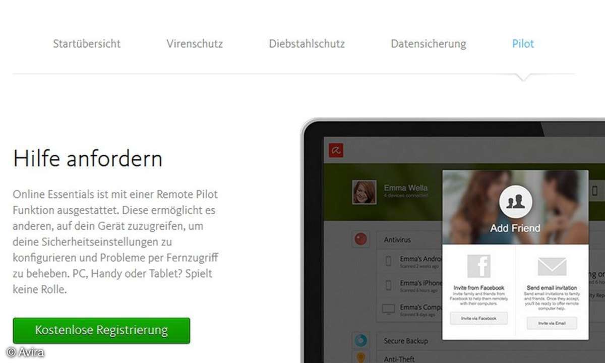 Screenshot Avira Online Essentials Pilot
