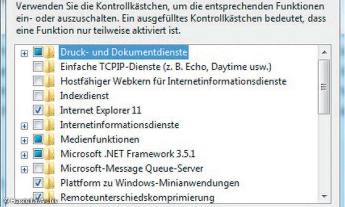 Microsoft, Kontrollkästchen