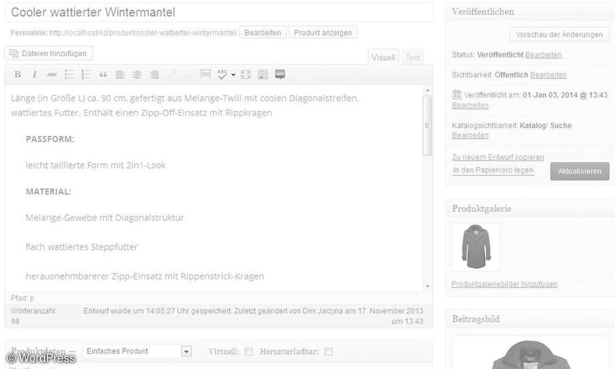 WordPress mit der Erweiterung WooCommerce