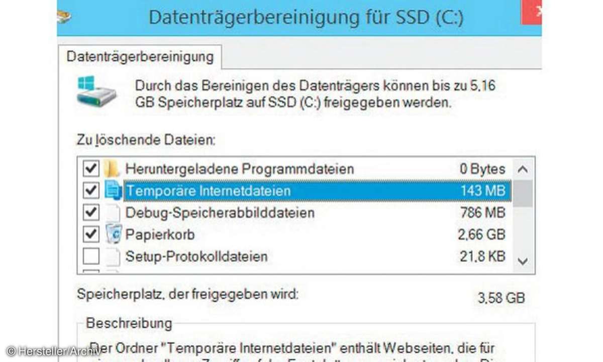Datenträgerbereinigung,Daten,Windows