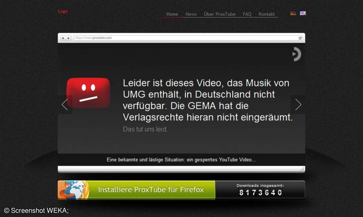 Eine Möglichkeit, die Sperre zu umgehen, ist das Browser-Add-On ProxTube für Mozilla Firefox. Für den Internetbrowser Google Chrome firmiert die Erweiterung mittlerweile unter dem Namen ProxFlow.