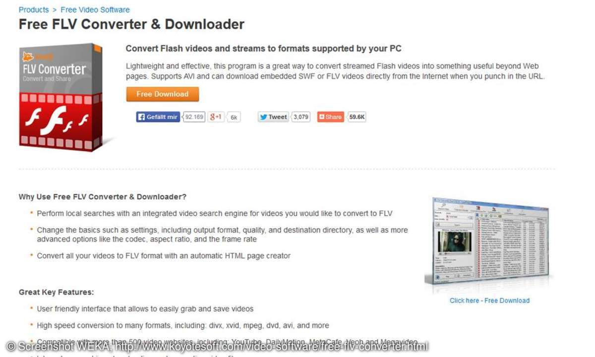 Wer statt eines Web-Services lieber ein Programm auf dem Rechner laufen lässt, ist mit dem Free FLV-Converter gut bedient: Das Tool sucht Videos bei YouTube und anderen Video-Plattformen. Die gefundenen Videos lassen sich abspielen und im FLV-Form...