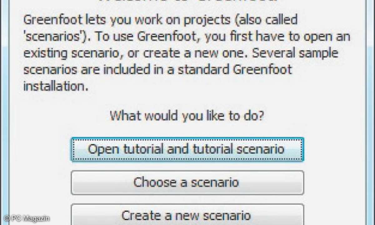 greenfoot, menü