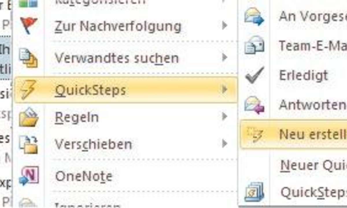 Die neuen Quicksteps automatisieren Abläufe in Outlook ähnlich wie Regeln, aber sie lassen sich manuell starten.