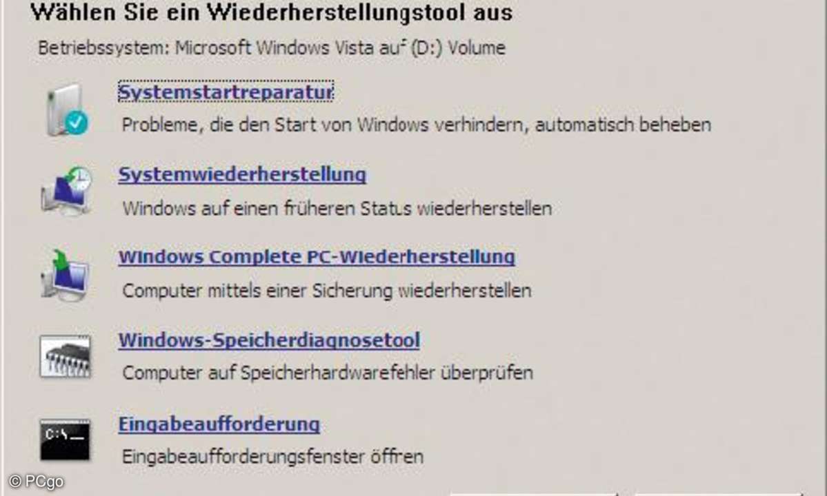 In Vista können Sie die Systemwiederherstellung auch über die Installations-DVD aufrufen.