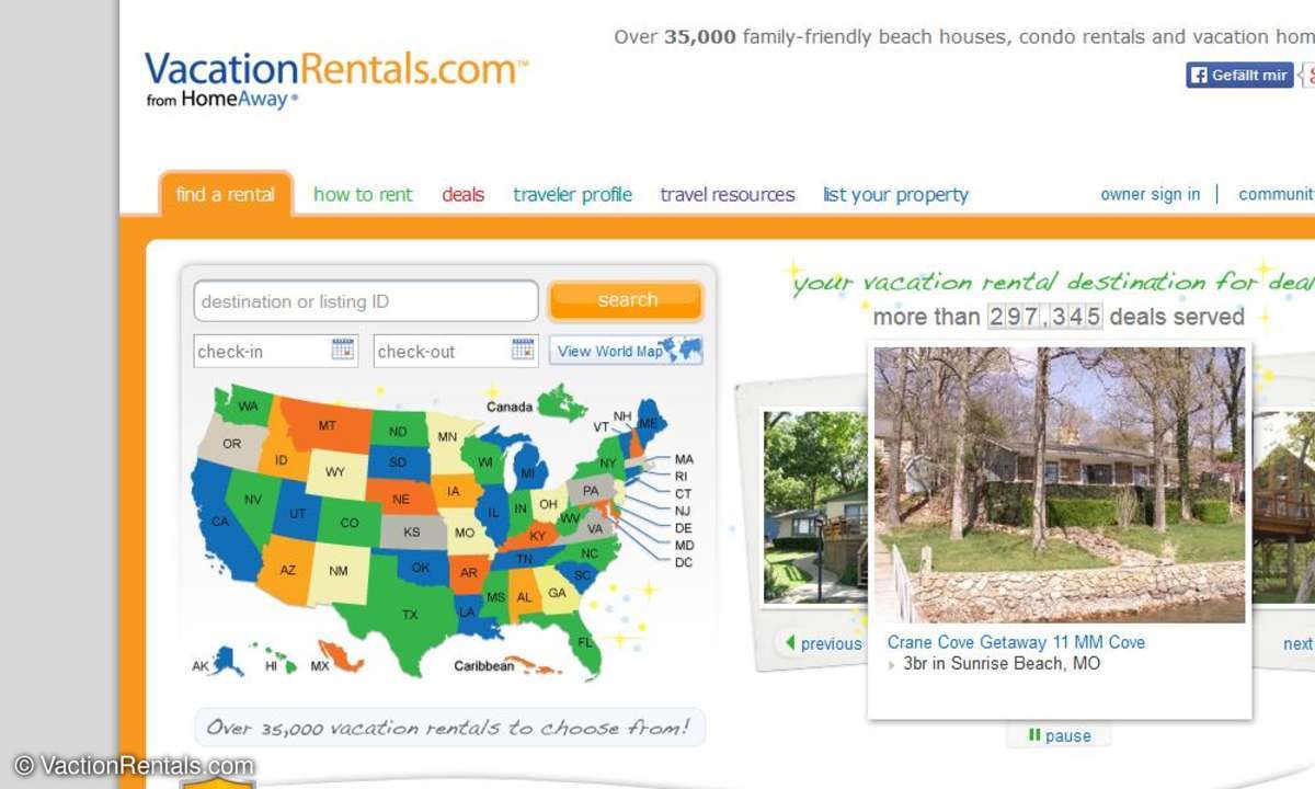 screenshot VactionRentals.com