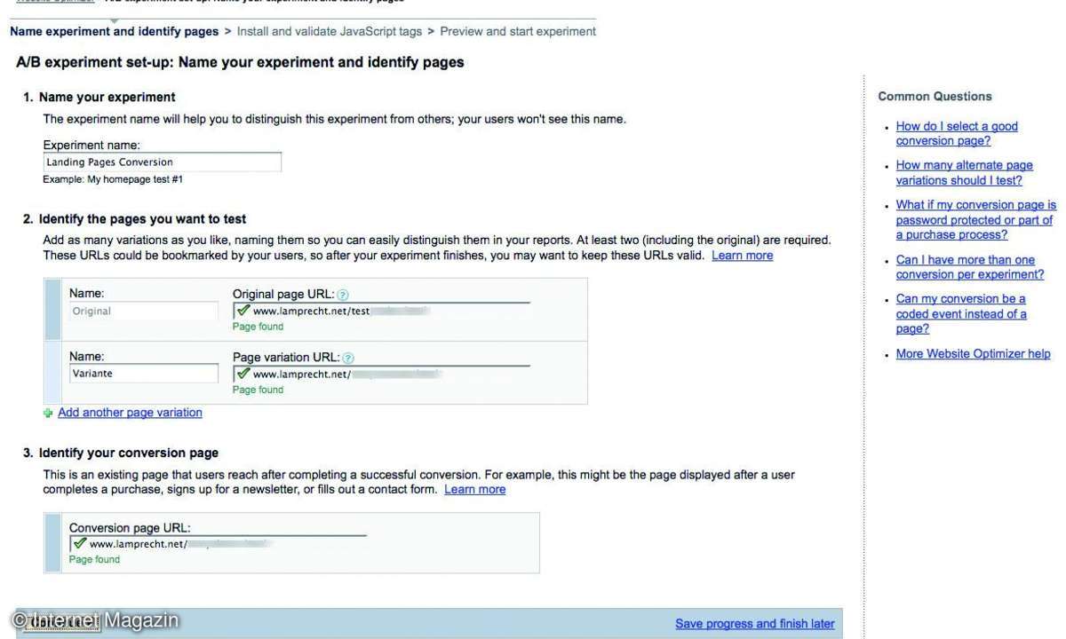 A/B - Test mit Google