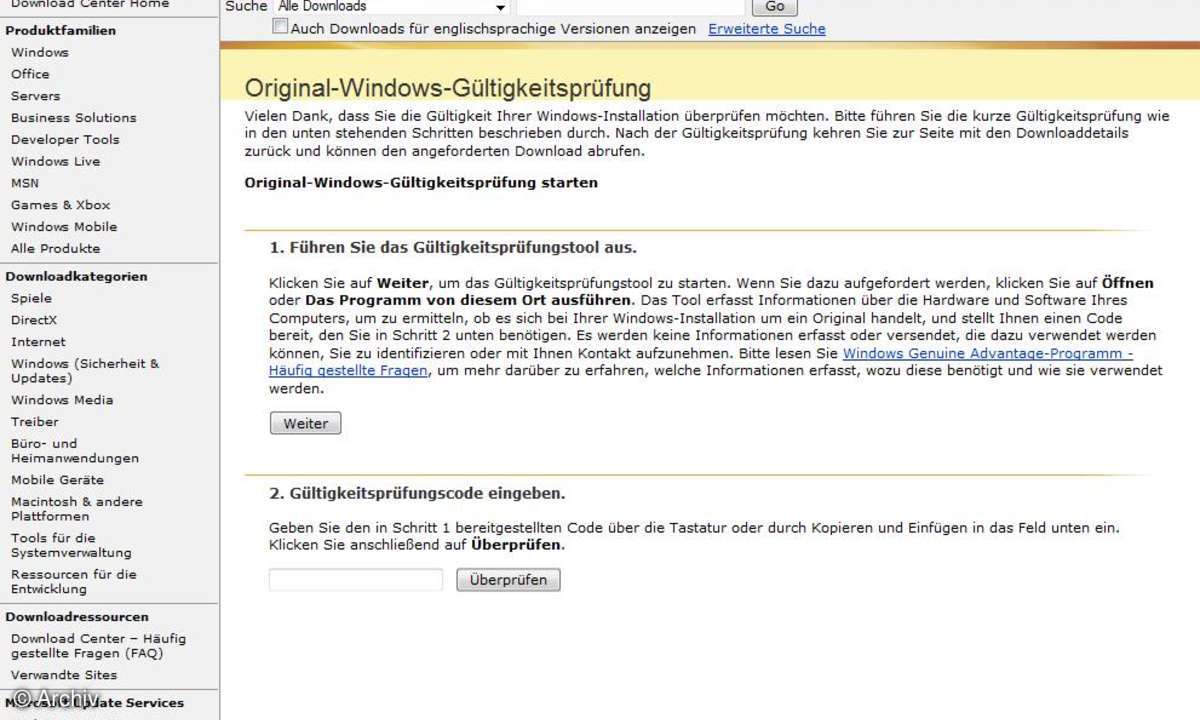 Genuine Check für Windows 7