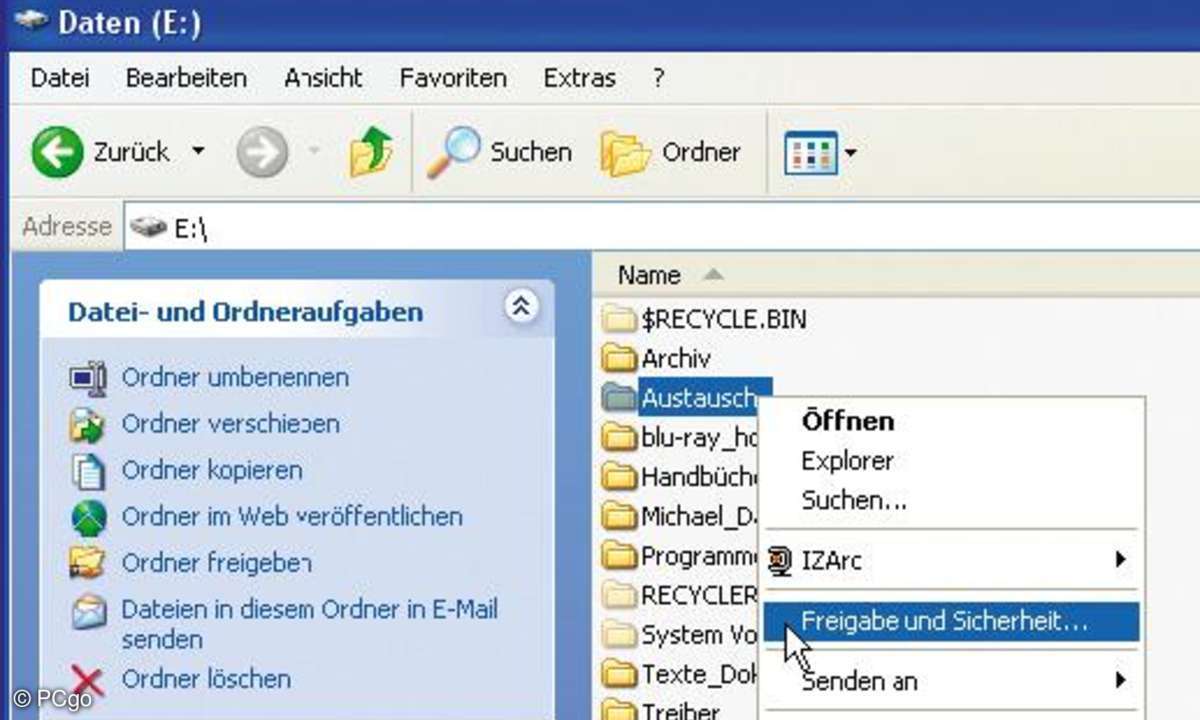 Per rechtem Mausklick und über die Option 