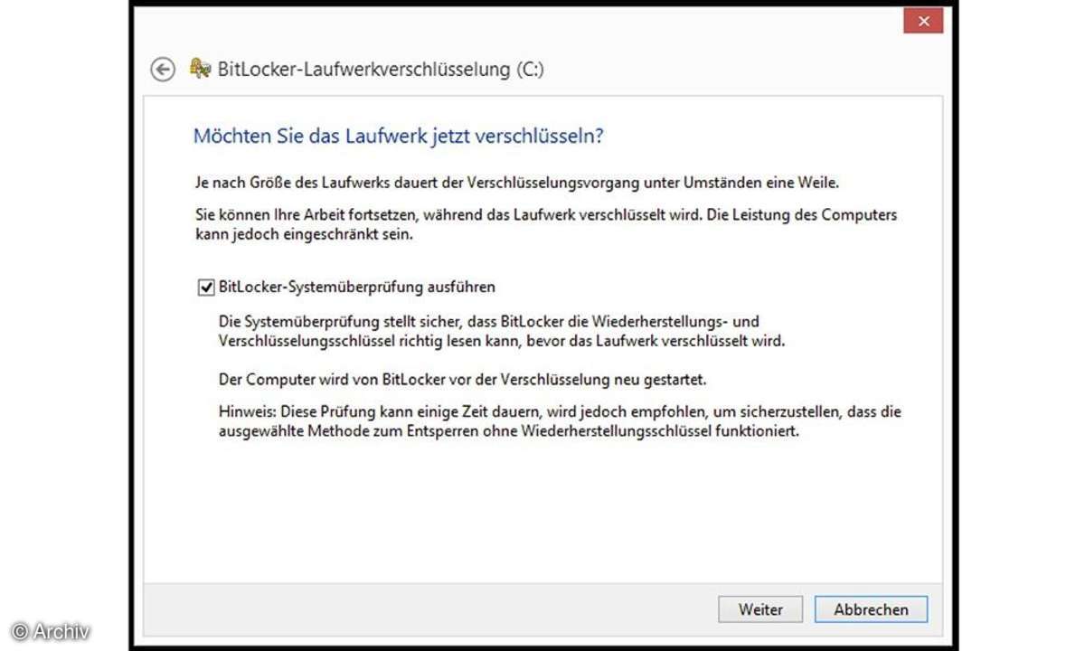 Screenshot Windows BitLocker