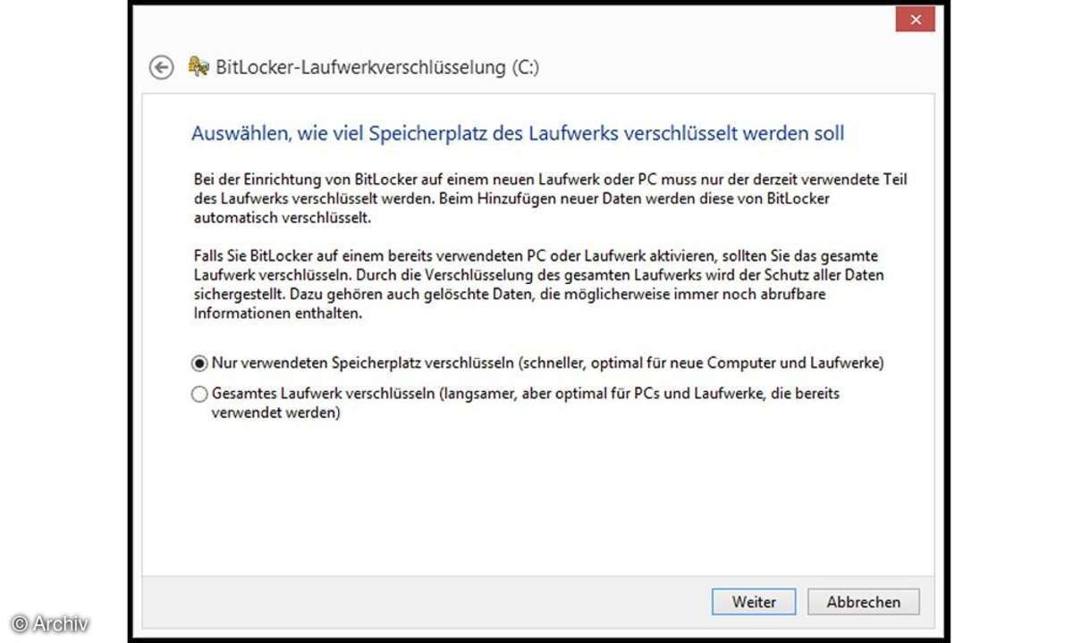 Screenshot Windows BitLocker