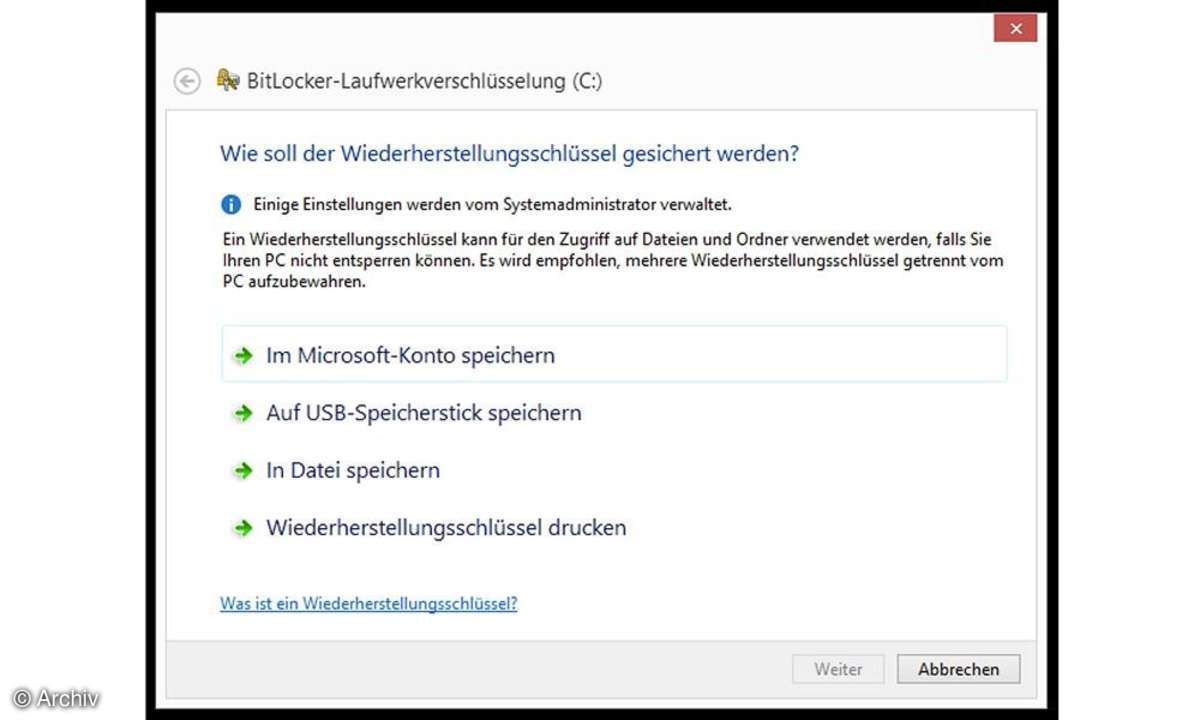 Screenshot Windows BitLocker