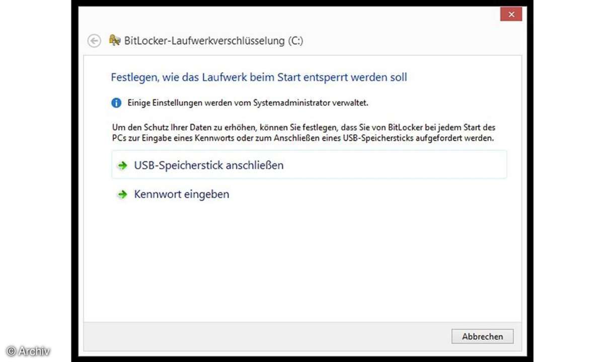 Screenshot Windows BitLocker