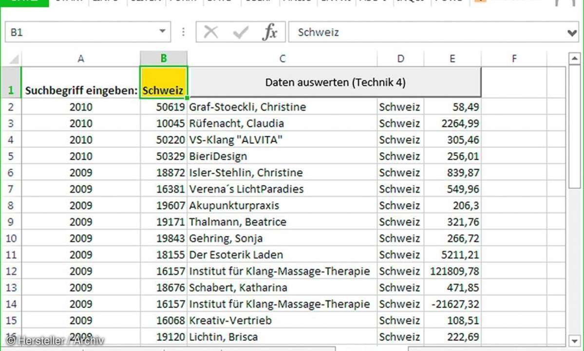 Excel Kundentabelle