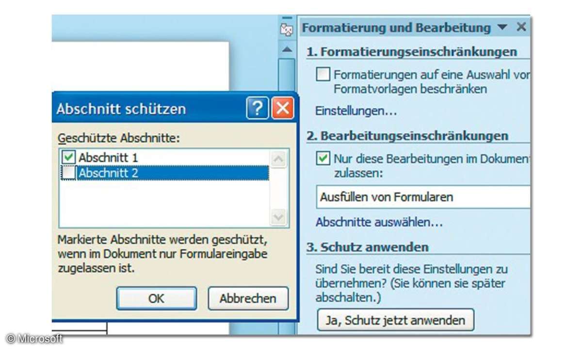 Abschnitt schützen