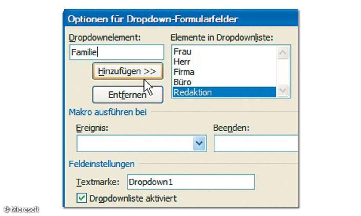 Dropdown-Formularfelder