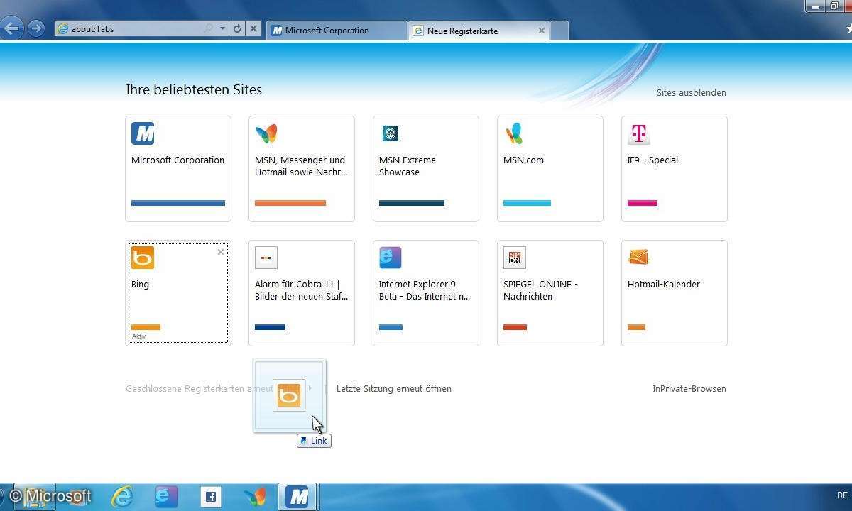 Internet Explorer 9 Registerkarte