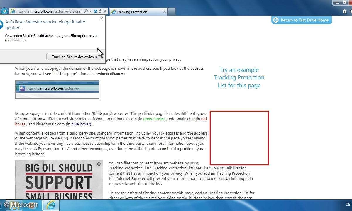 Internet Explorer 9 Tracking Protection