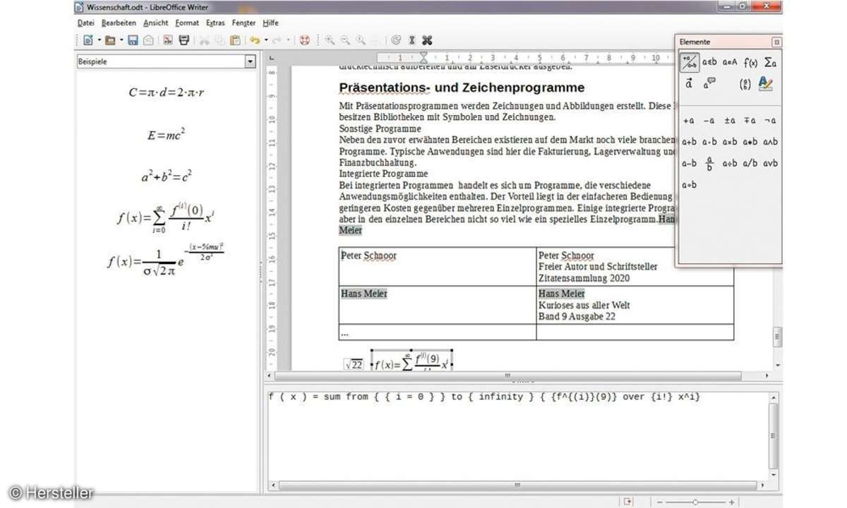 LibreOffice Formeln