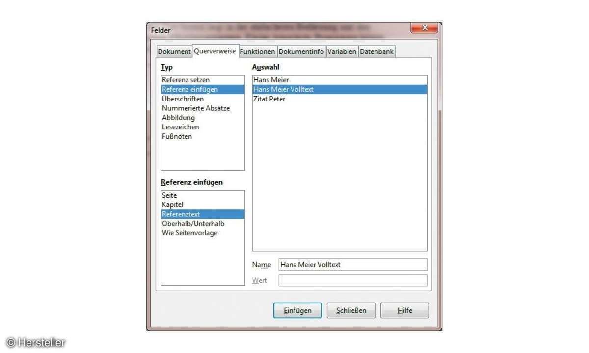 LibreOffice Querverweis