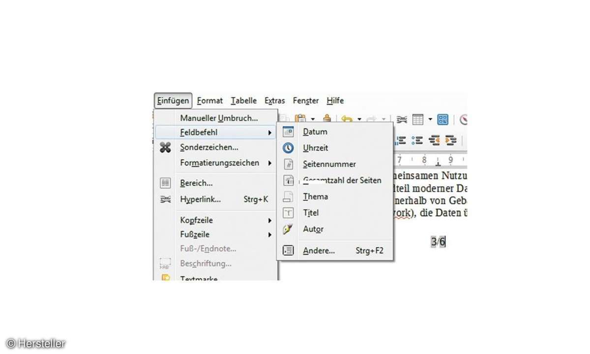 LibreOffice Kopfzeile