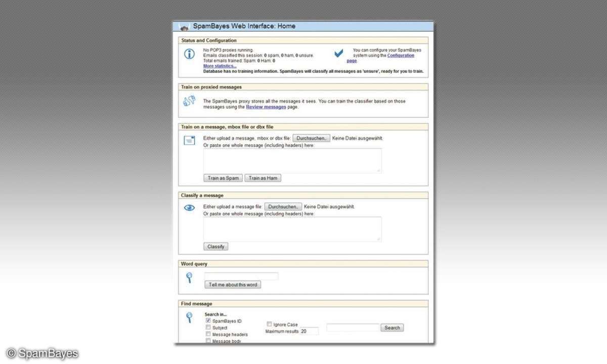 SpamBayes Web-Formular