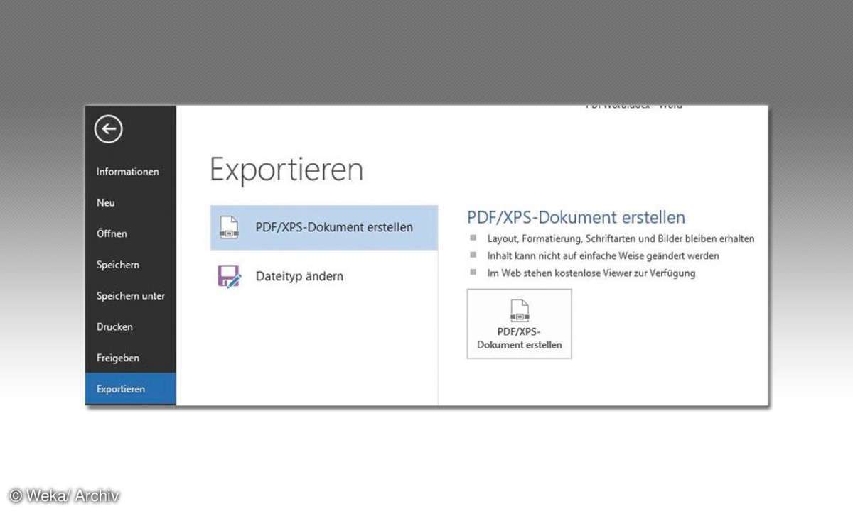 Word-Dokument in PDF-Datei