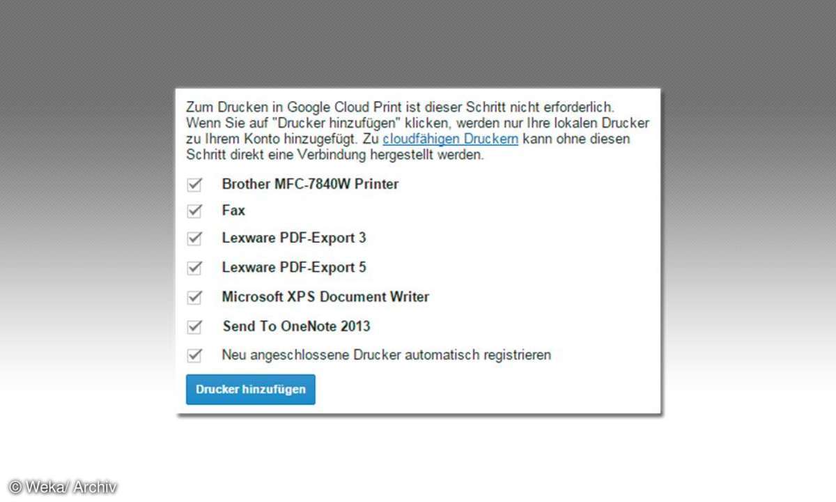 Google Cloud Print in Chrome
