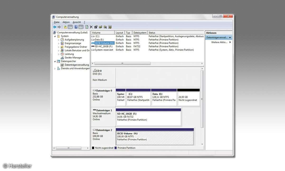 iSCSI-Laufwerk in der Datenträgerverwaltung