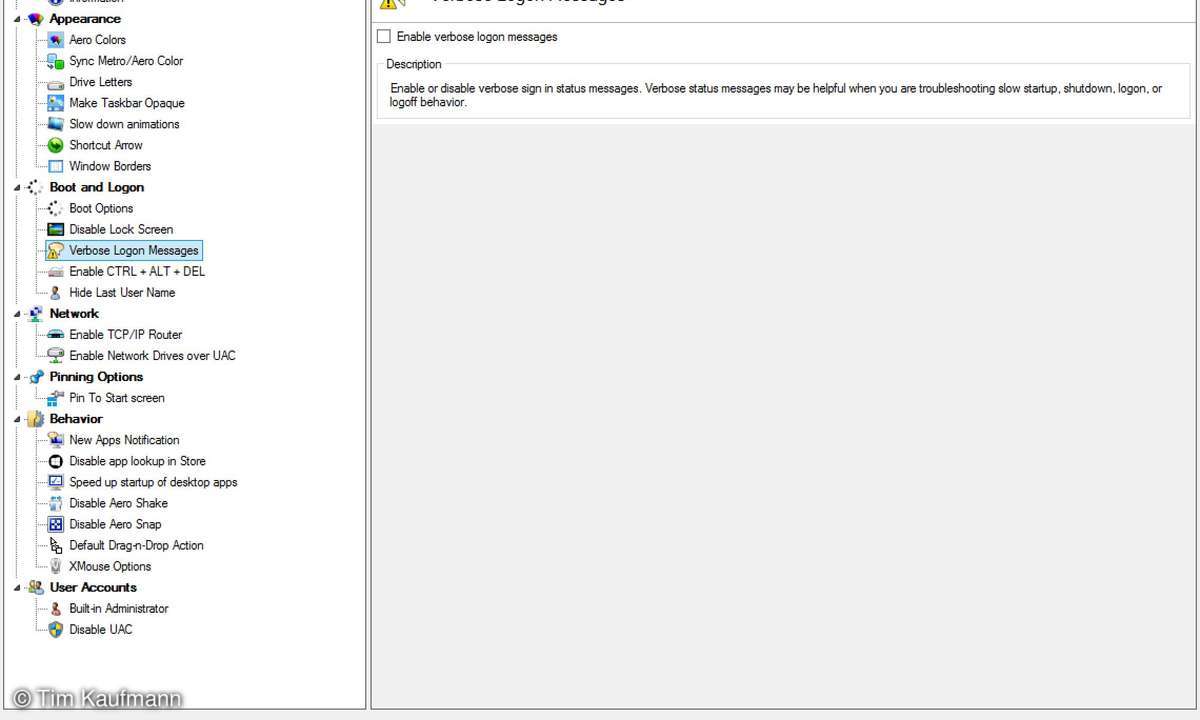 WinAero Tweaker, Screenshot
