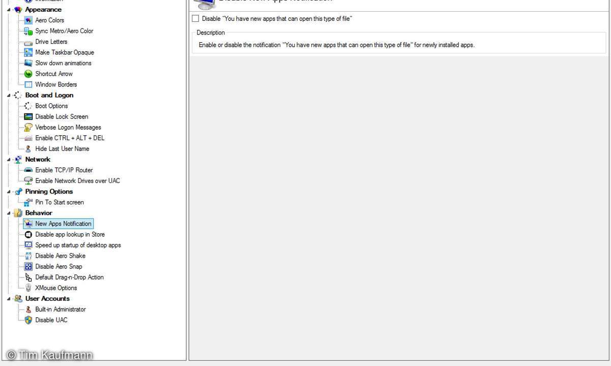 WinAero Tweaker, Screenshot
