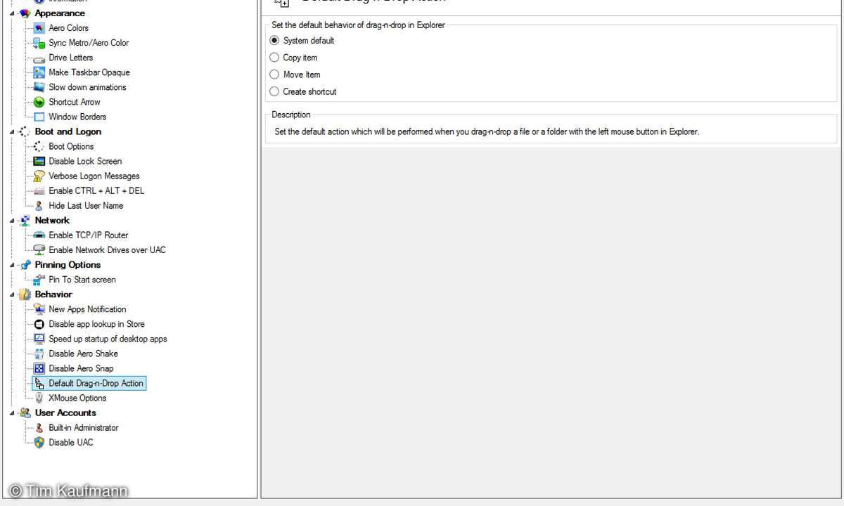 WinAero Tweaker, Screenshot