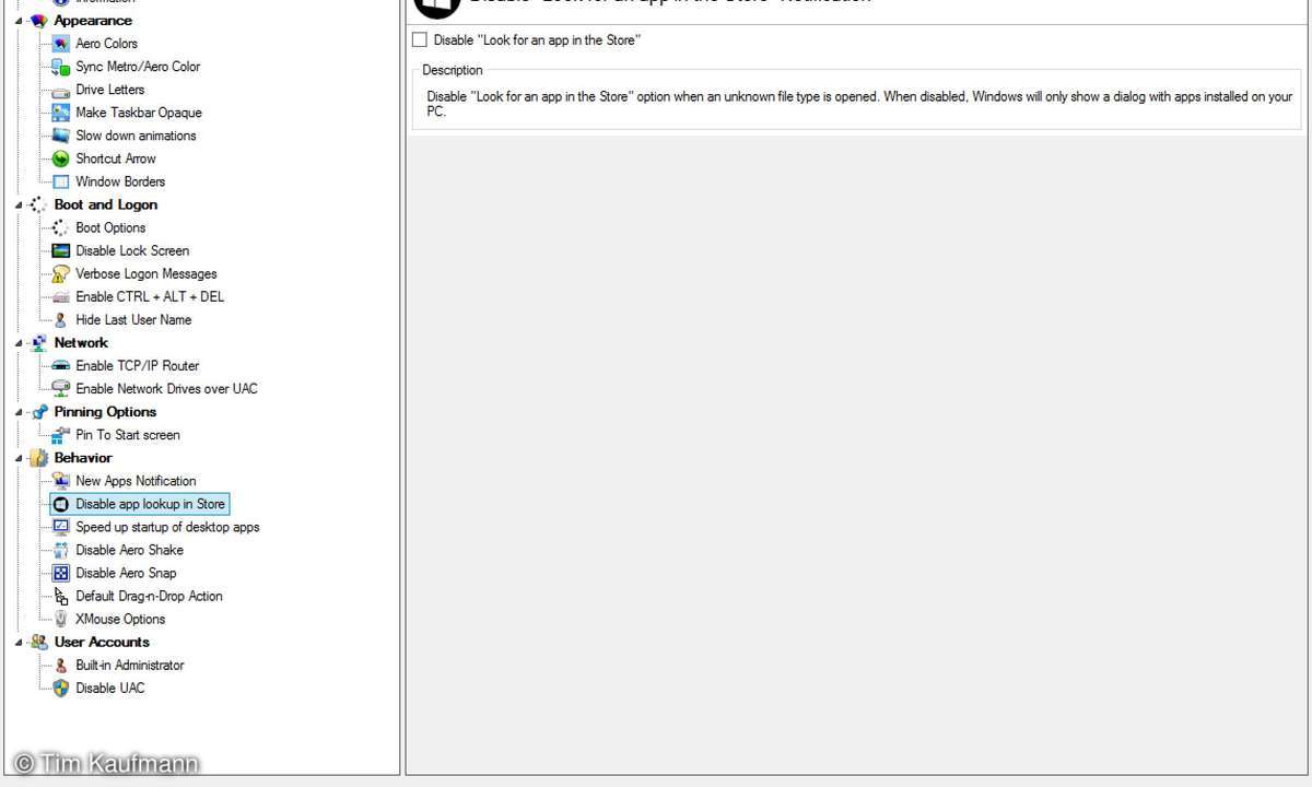 WinAero Tweaker, Screenshot