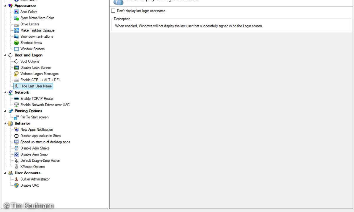 WinAero Tweaker, Screenshot