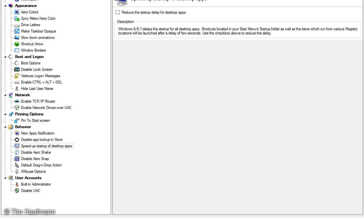 WinAero Tweaker, Screenshot