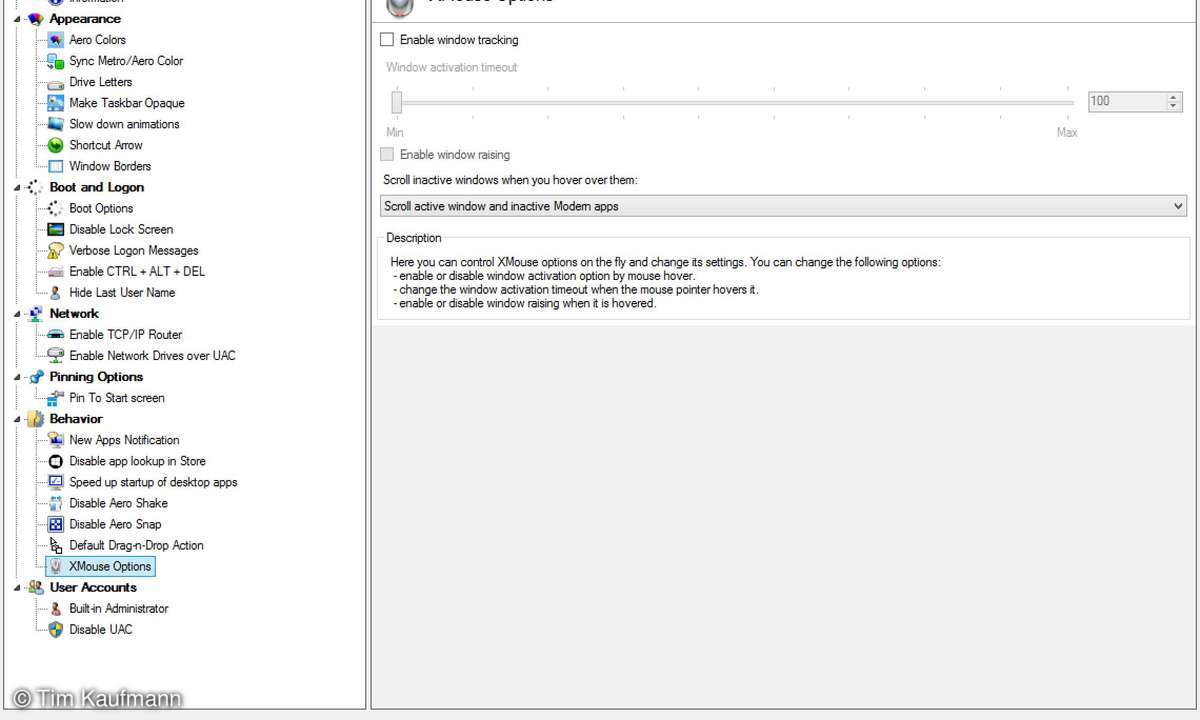 WinAero Tweaker, Screenshot