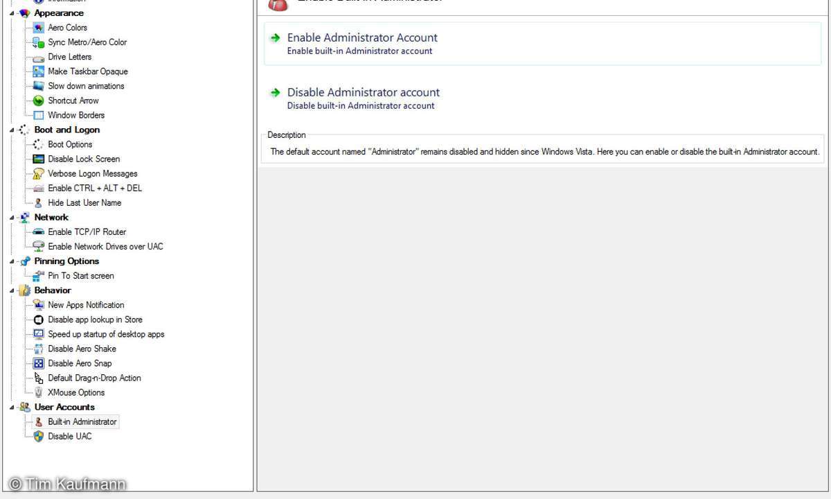 WinAero Tweaker, Screenshot