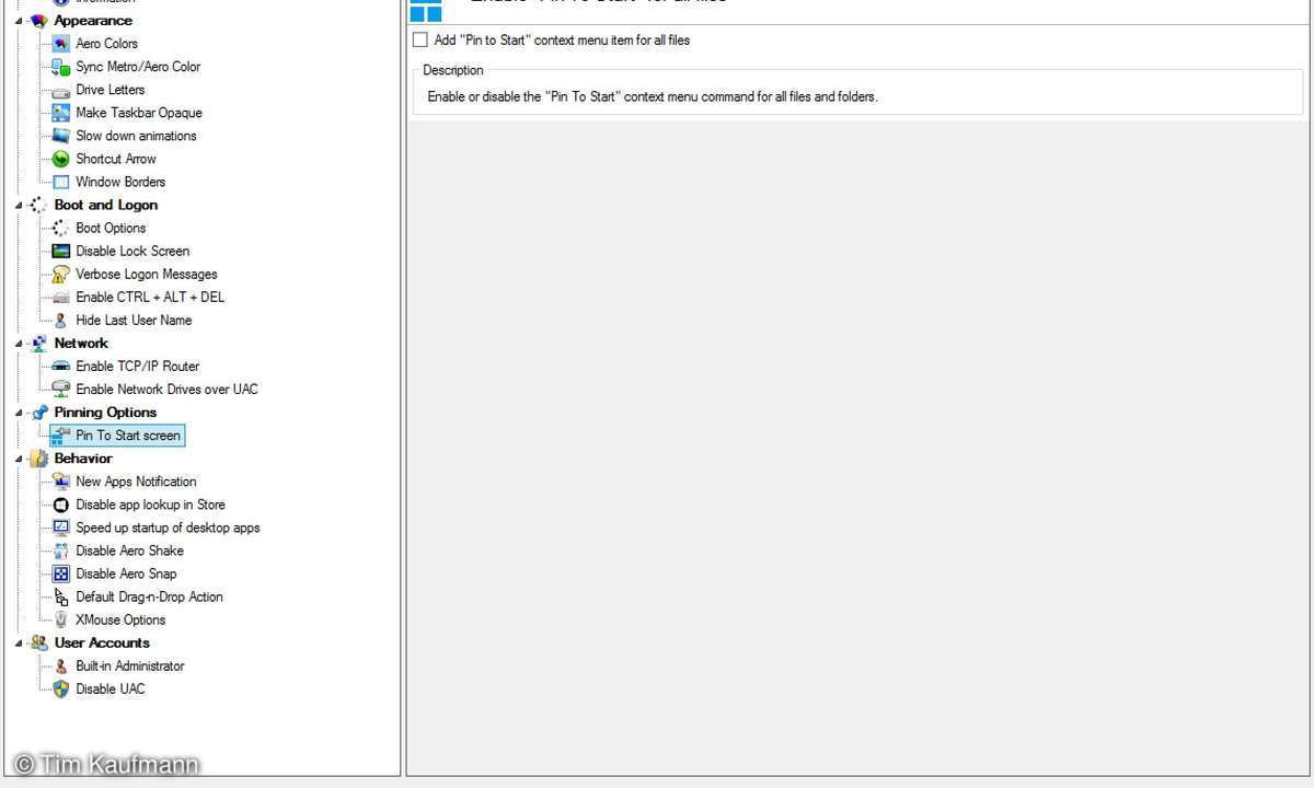 WinAero Tweaker, Screenshot